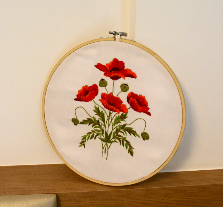 Red flowers embroidery